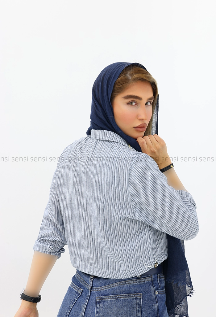 شومیز کراپ جلوبسته راه راه کد1005974